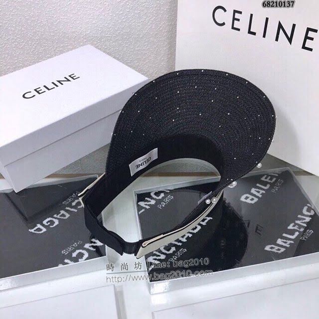 CELINE女士帽子 賽琳珍珠草帽空頂帽遮陽帽  mm1105